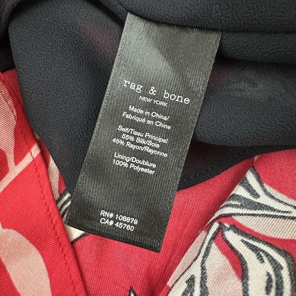 Rag and Bone Womens Mallory Slip Dress Size 4 Red Black Floral Silk Blend - Picture 6 of 11